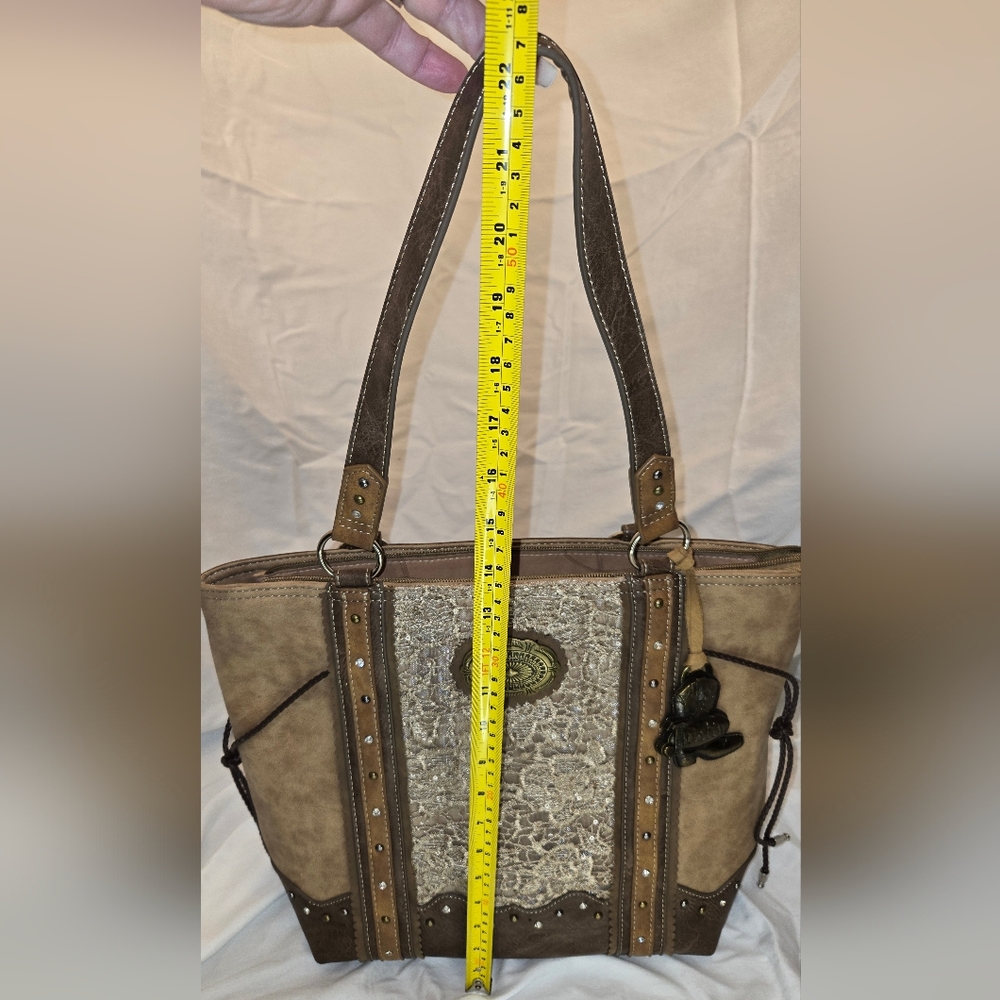 Justin Boots Tan and Brown Tote with Lace Accent - Picture 5 of 10
